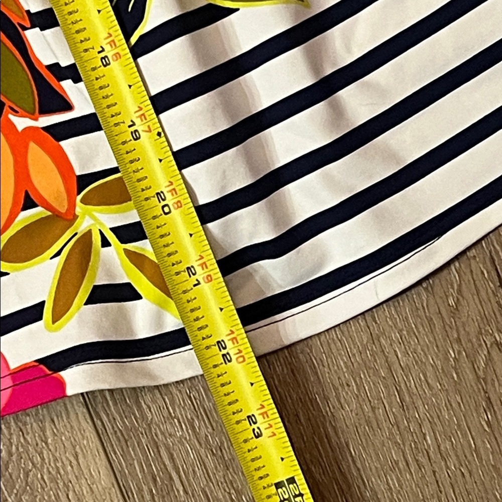 Lands' End ~ Navy and White Striped/Floral High Neck Swim Tank Tankini Top, 14 - Picture 13 of 15